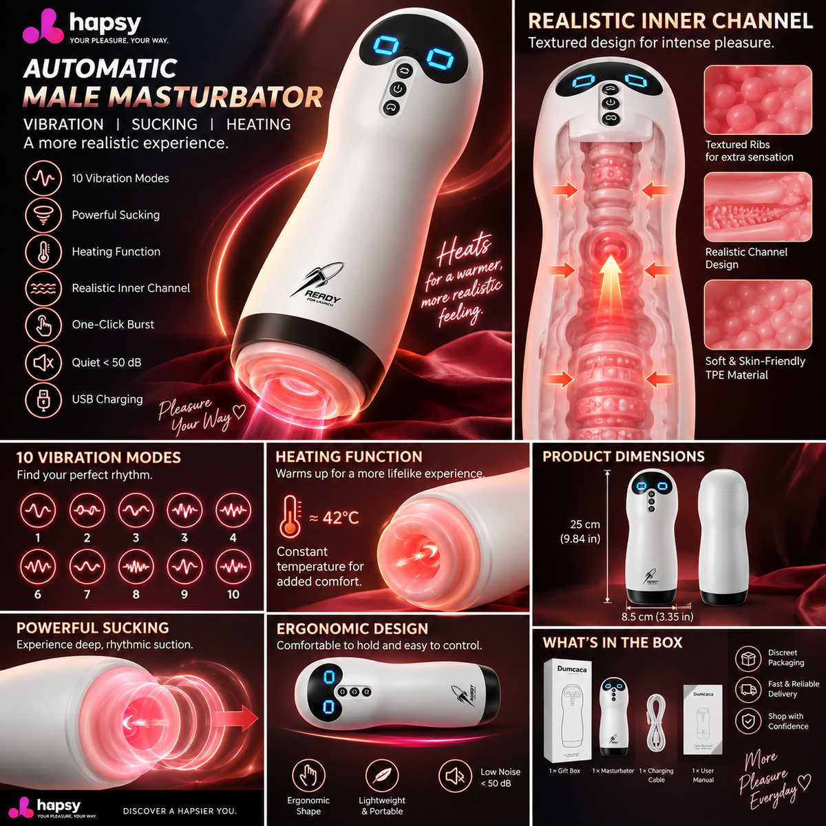 Automatic Male Masturbator with Vibration, Suction & Heating | Hapsy