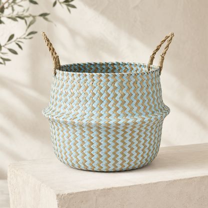 Boho Decor Striped Wicker Storage Baskets