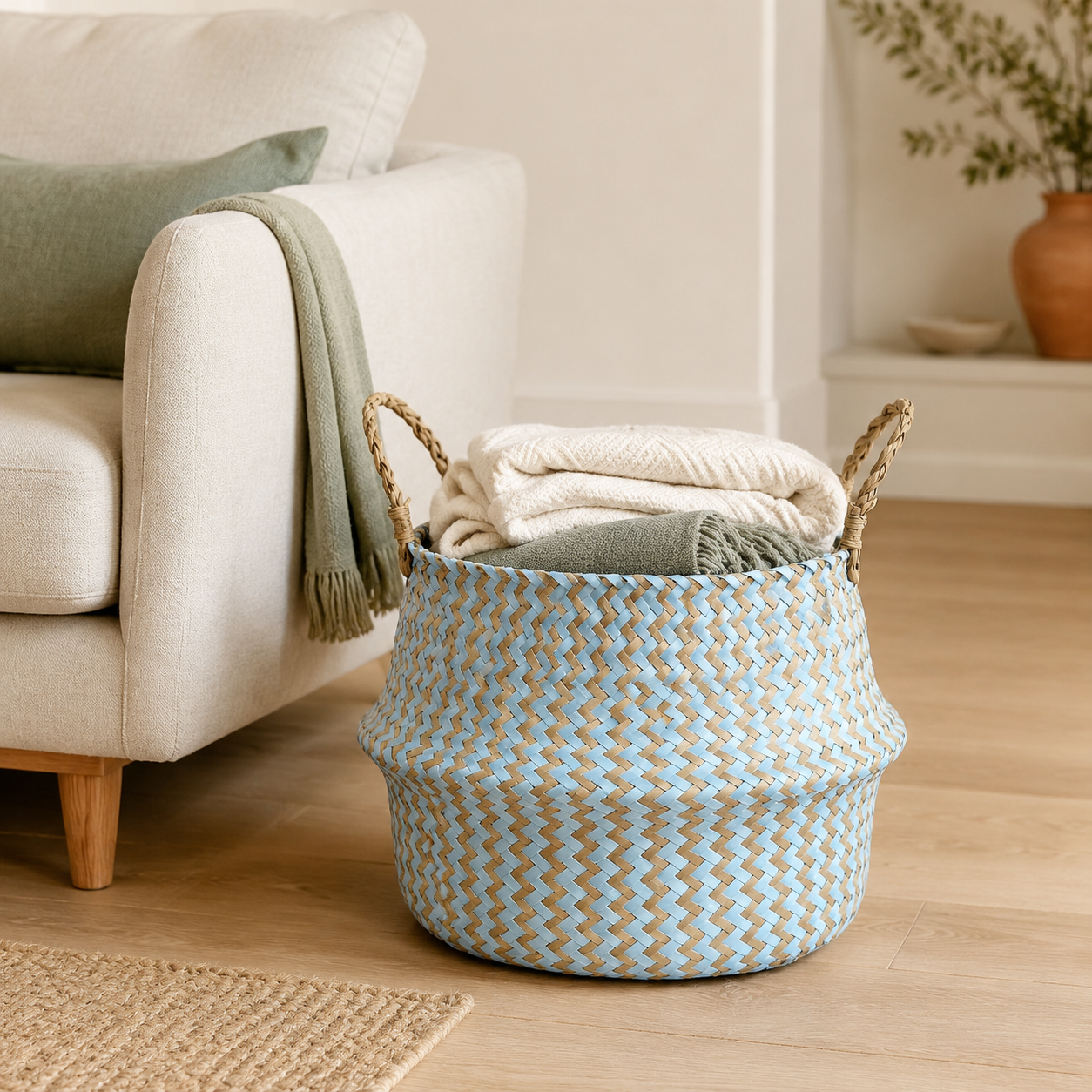 Boho Decor Striped Wicker Storage Baskets