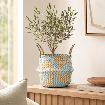 Boho Decor Striped Wicker Storage Baskets