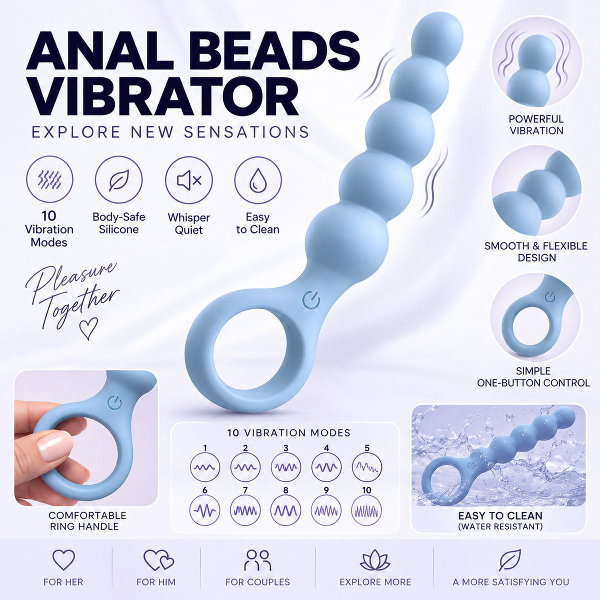 10-Mode Vibrating Anal Beads | Hapsy