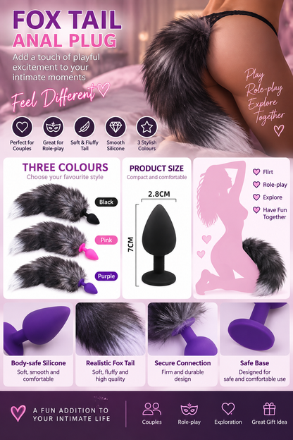 Faux Fur Fox Tail Plug | Silicone Role-Play Toy | Hapsy
