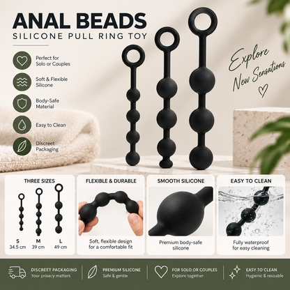 Flexible Silicone Anal Beads with Pull Ring | Hapsy