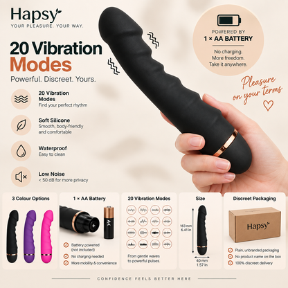 20-Mode Battery-Powered Silicone Vibrator | Hapsy