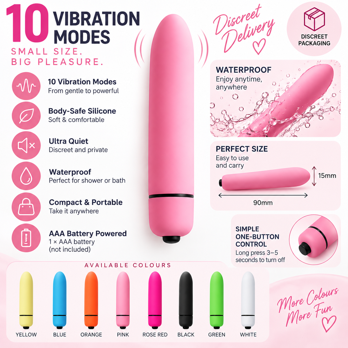 Mini Bullet Vibrator – 10 Vibration Modes | Hapsy