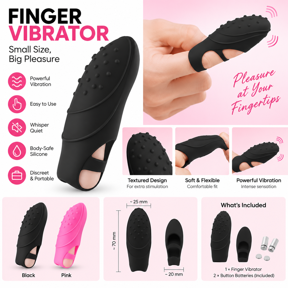 Textured Finger Vibrator | Compact & Wearable | Hapsy
