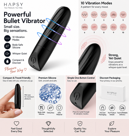 Compact Bullet Vibrator – 10 Patterns | Hapsy
