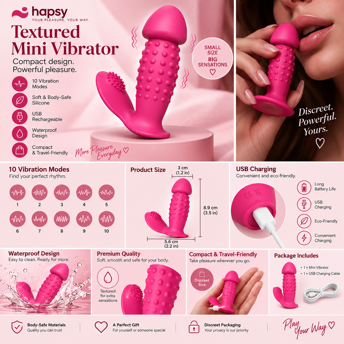 Mini Vibrator – 10 Vibration Modes | Hapsy