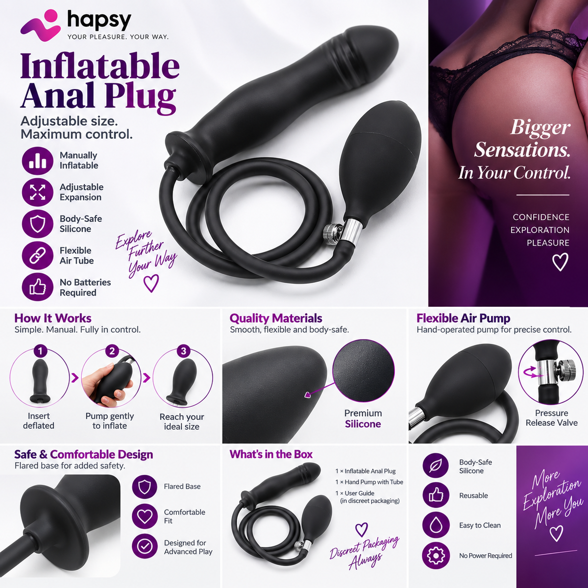 Inflatable Anal Plug with Hand Pump | Hapsy