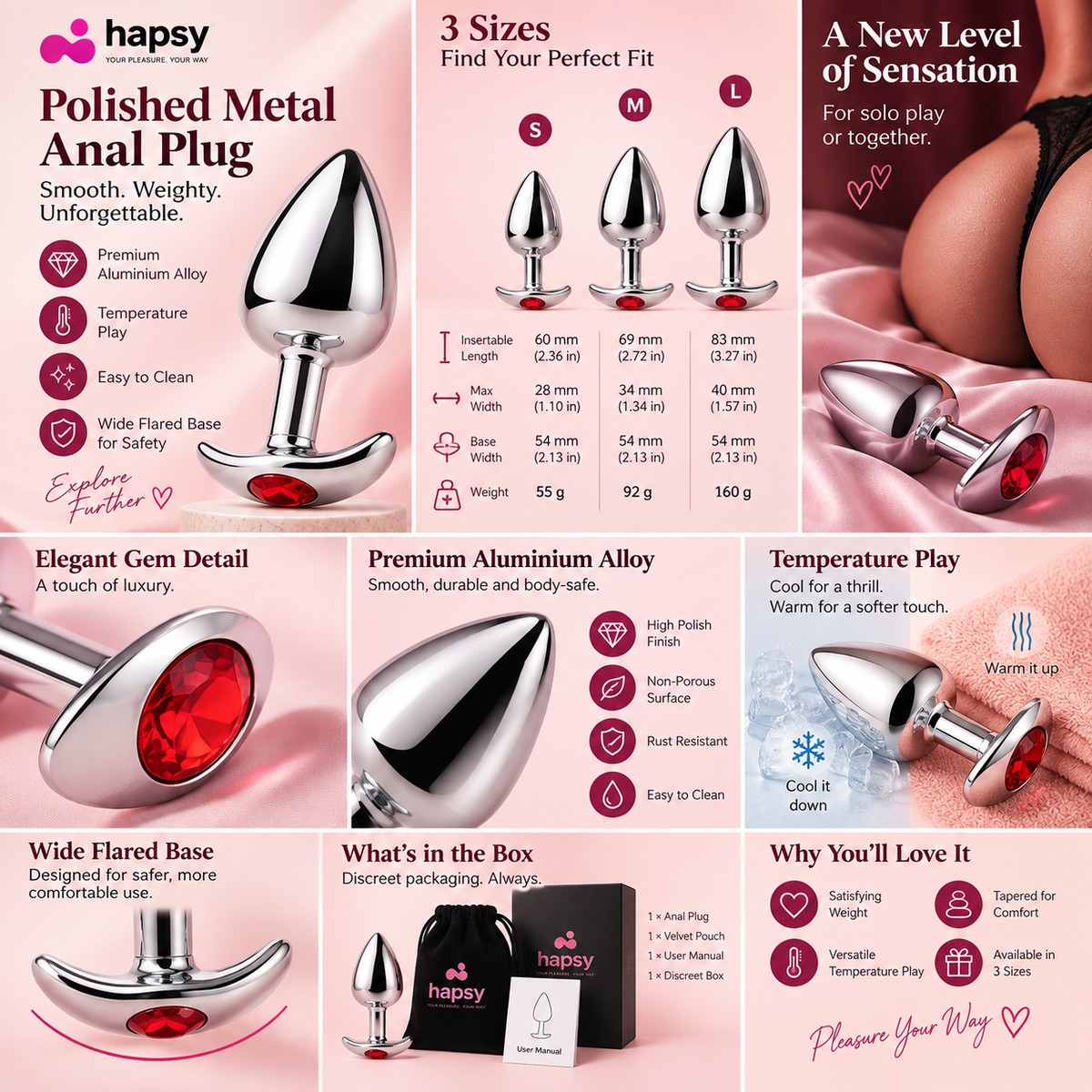 Metal Anal Plug with Red Gem | Hapsy