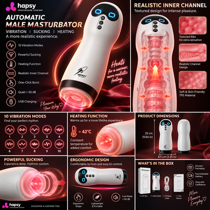 Automatic Male Masturbator with Vibration, Suction & Heating | Hapsy