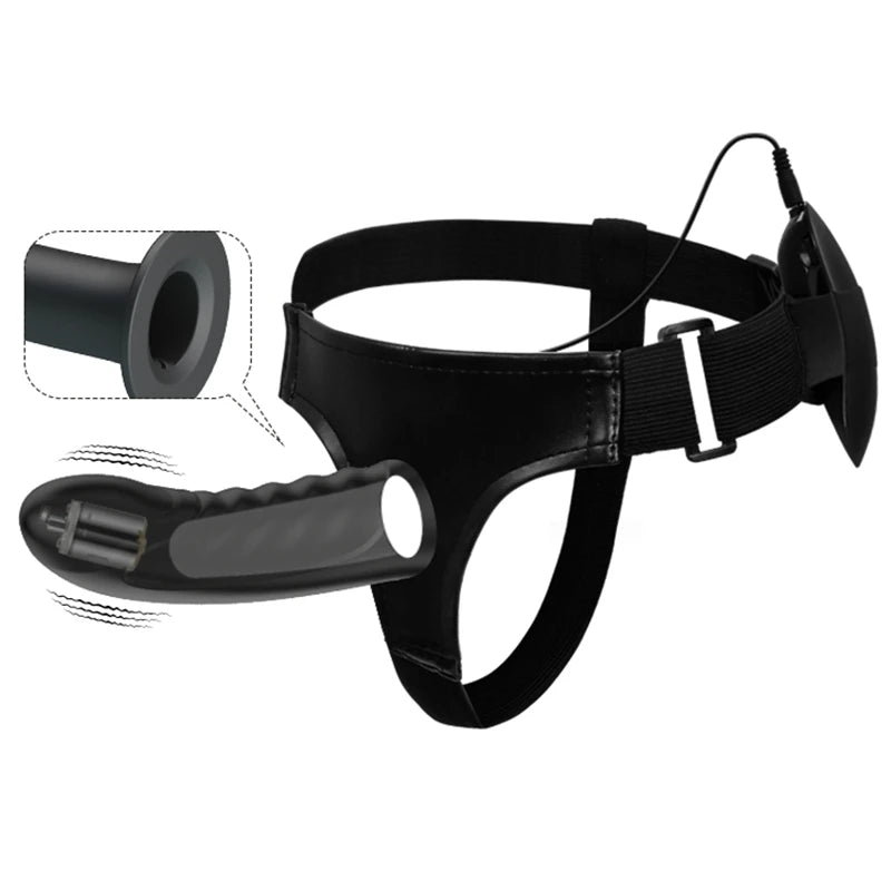 Vibrating Hollow Strap-On with Harness | Hapsy