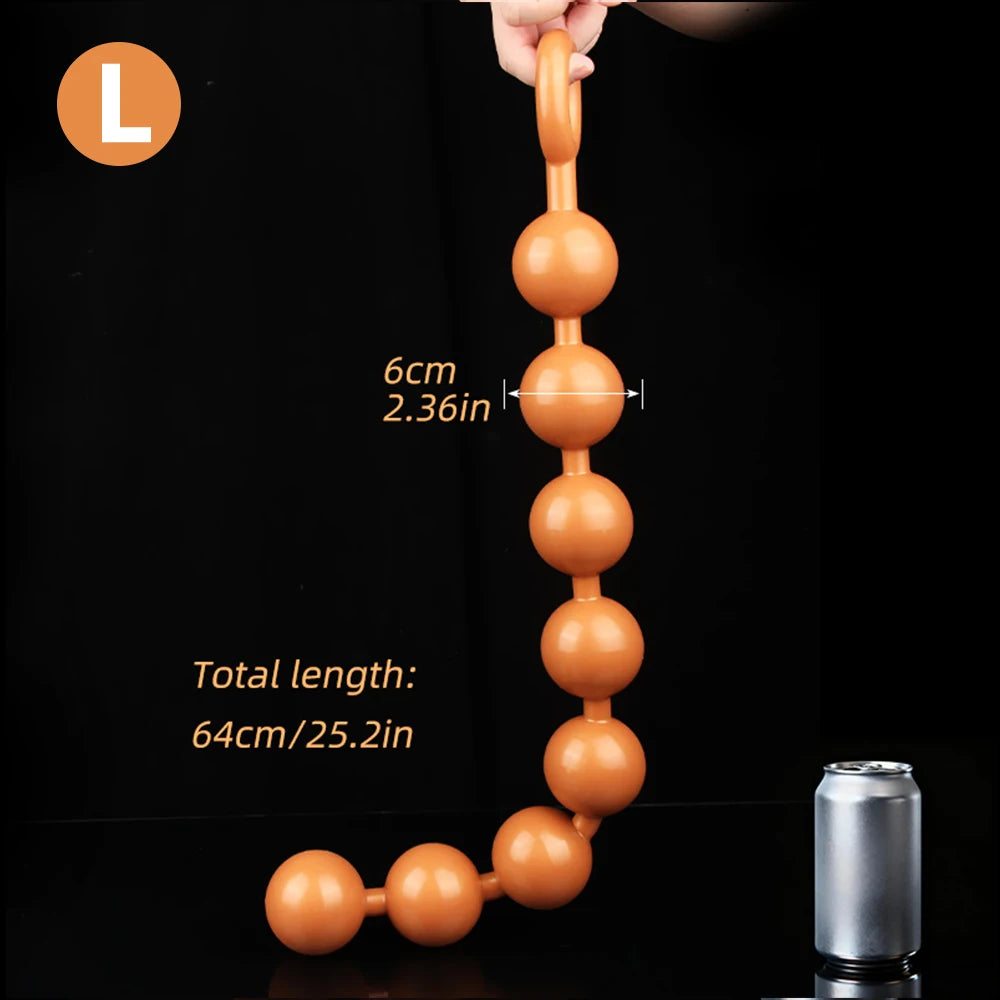 Extra Long Silicone Anal Beads with Pull Ring | Hapsy