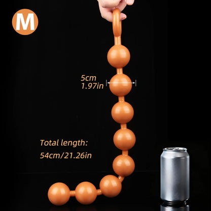 Extra Long Silicone Anal Beads with Pull Ring | Hapsy