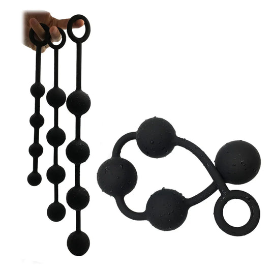 Flexible Silicone Anal Beads with Pull Ring | Hapsy