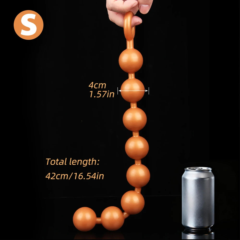 Extra Long Silicone Anal Beads with Pull Ring | Hapsy
