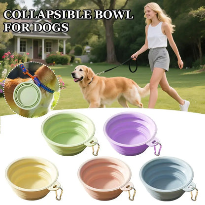 Collapsible Silicone Pet Bowl Portable Foldable Food-Grade Water Dish for Dogs Cats, Macaron Color Travel Feeding Bowl
