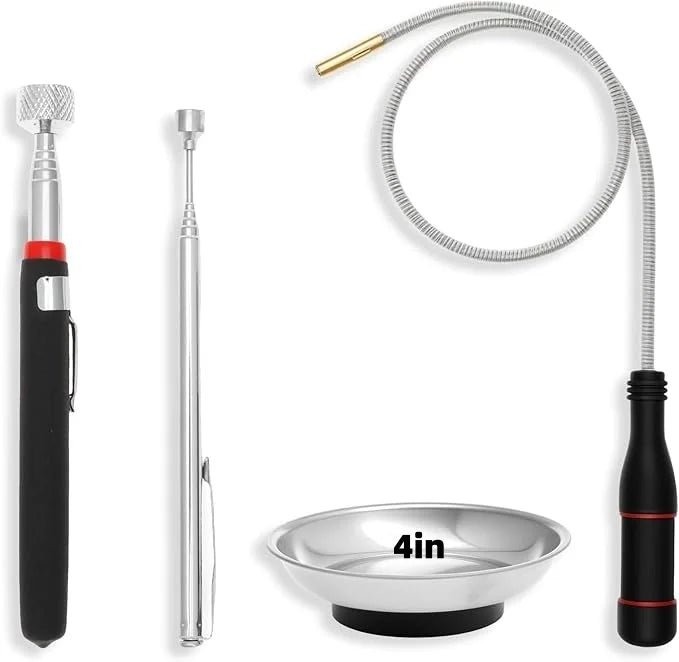 Telescoping Magnetic Pickup Tools Set Extendable Magnetic Pick Up Tools Flexible Bendable Spring Magnet Stick Magnetic Tray