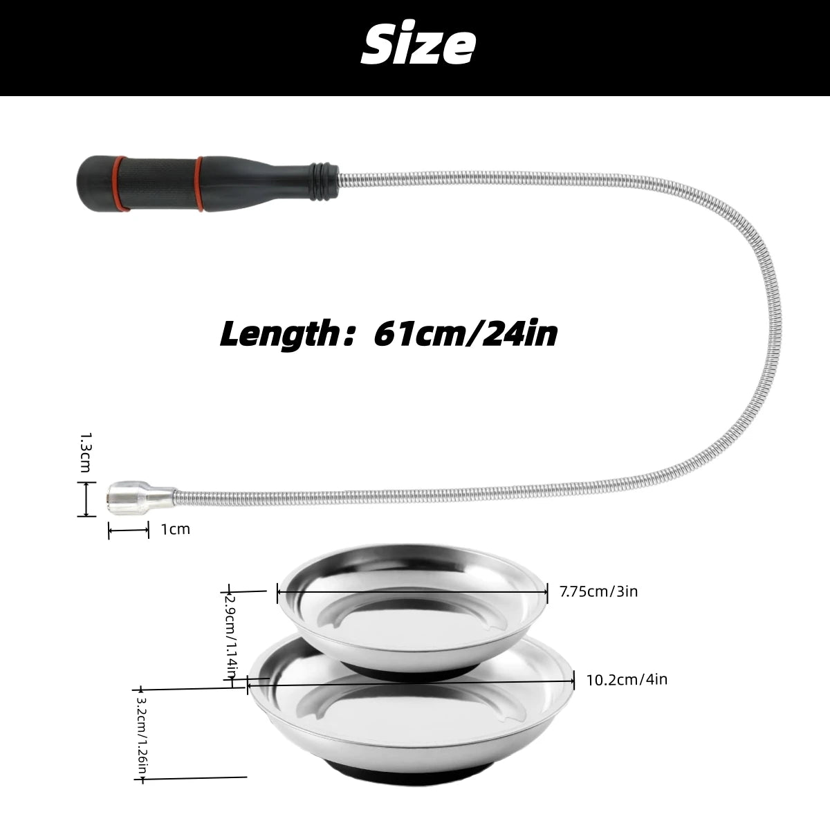 Telescoping Magnetic Pickup Tools Set Extendable Magnetic Pick Up Tools Flexible Bendable Spring Magnet Stick Magnetic Tray