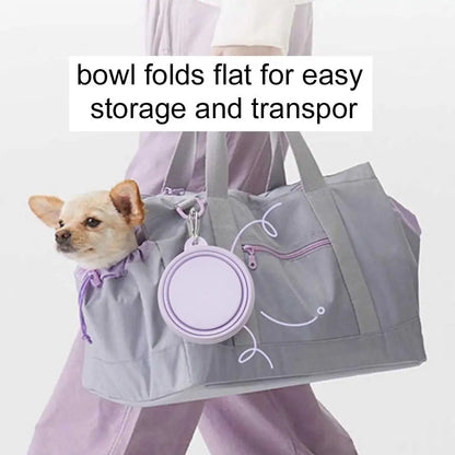 Collapsible Silicone Pet Bowl Portable Foldable Food-Grade Water Dish for Dogs Cats, Macaron Color Travel Feeding Bowl