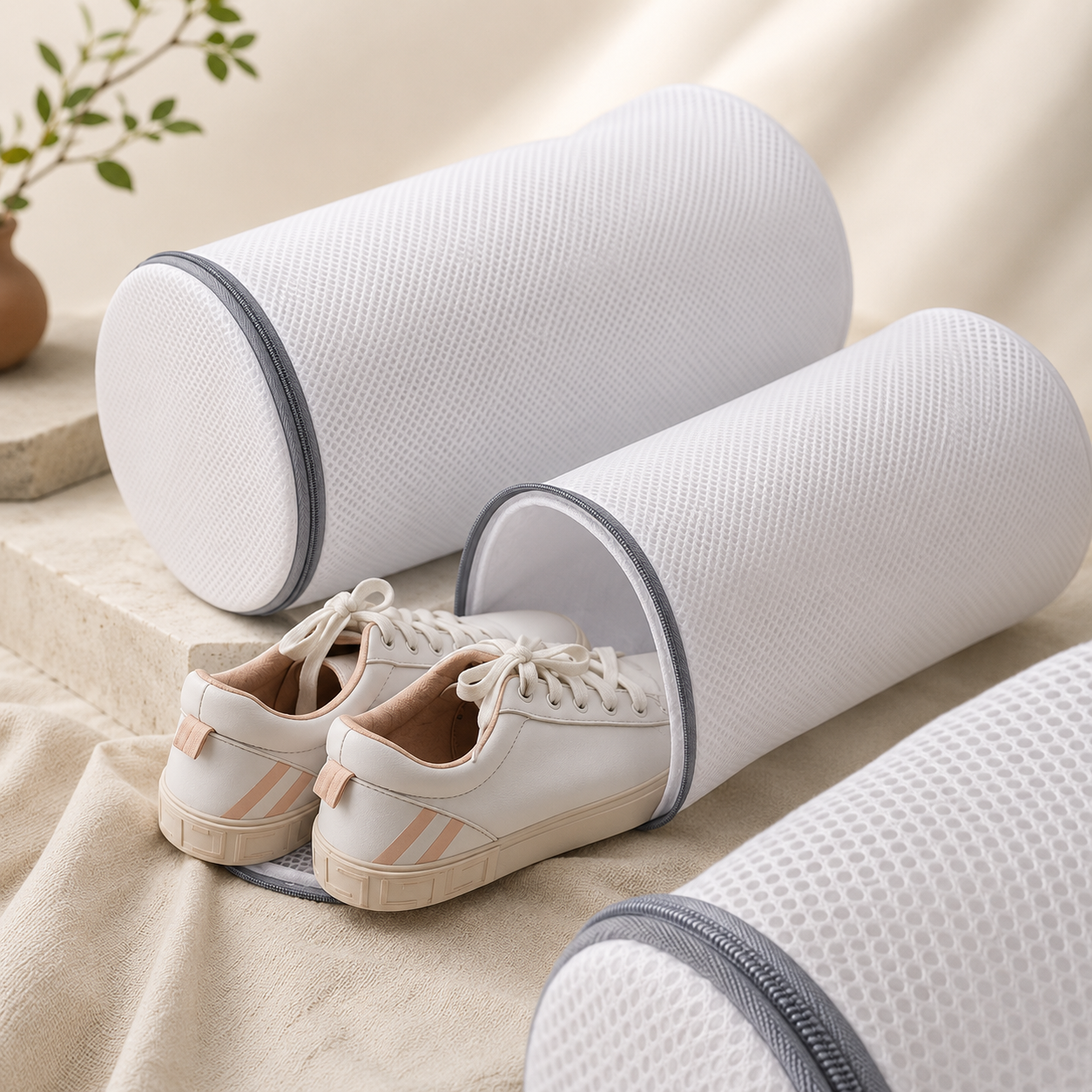 Reusable Cylindrical Shoe Washing Bag for Trainers