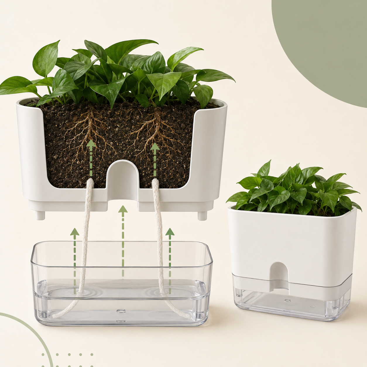 Set of 2 Self-Watering Planters for Plants