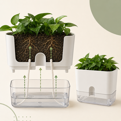 Set of 2 Self-Watering Planters for Plants