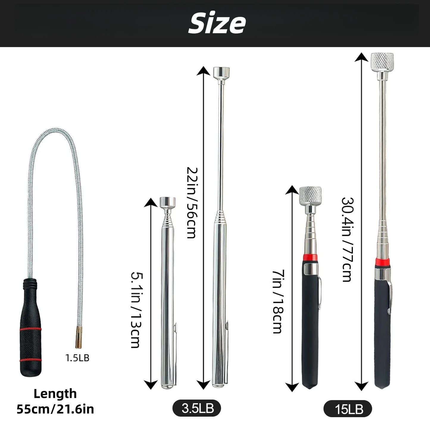Telescoping Magnetic Pickup Tools Set Extendable Magnetic Pick Up Tools Flexible Bendable Spring Magnet Stick Magnetic Tray