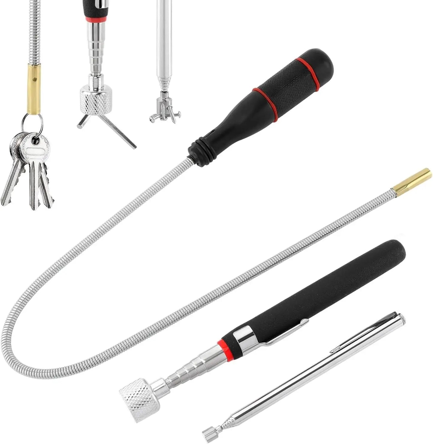 Telescoping Magnetic Pickup Tools Set Extendable Magnetic Pick Up Tools Flexible Bendable Spring Magnet Stick Magnetic Tray