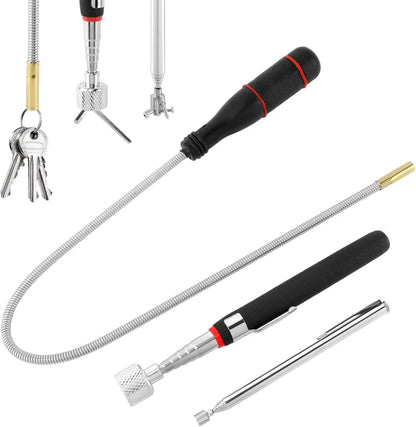 Telescoping Magnetic Pickup Tools Set Extendable Magnetic Pick Up Tools Flexible Bendable Spring Magnet Stick Magnetic Tray