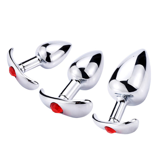 Metal Anal Plug with Red Gem | Hapsy